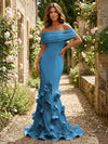 Jersey Mermaid Off the Shoulder 3D Flowers Formal Dresses