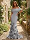 Jersey Mermaid Off the Shoulder 3D Flowers Formal Dresses