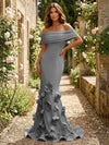 Jersey Mermaid Off the Shoulder 3D Flowers Formal Dresses