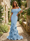 Jersey Mermaid Off the Shoulder 3D Flowers Formal Dresses