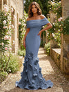 Jersey Mermaid Off the Shoulder 3D Flowers Formal Dresses