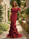 Jersey Mermaid Off the Shoulder 3D Flowers Formal Dresses
