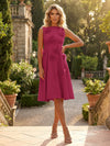 Jersey A-Line Crew Neck 3D Flowers Formal Dresses
