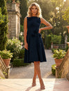 Jersey A-Line Crew Neck 3D Flowers Formal Dresses