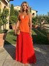 Chiffon A-Line V Neck Pleated Formal Dresses