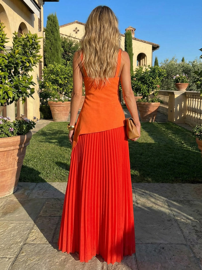 Chiffon A-Line V Neck Pleated Formal Dresses