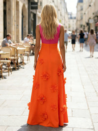 Jersey A-Line V Neck 3D Flowers Formal Dresses
