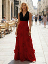 Jersey A-Line V Neck 3D Flowers Formal Dresses