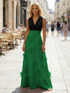 Jersey A-Line V Neck 3D Flowers Formal Dresses