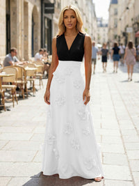 Jersey A-Line V Neck 3D Flowers Formal Dresses
