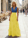 Jersey A-Line V Neck 3D Flowers Formal Dresses