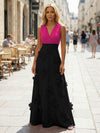 Jersey A-Line V Neck 3D Flowers Formal Dresses