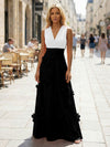 Jersey A-Line V Neck 3D Flowers Formal Dresses