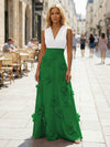 Jersey A-Line V Neck 3D Flowers Formal Dresses