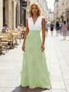 Jersey A-Line V Neck 3D Flowers Formal Dresses