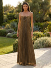 Chiffon A-Line Spaghetti Straps Pleated Formal Dresses
