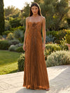 Chiffon A-Line Spaghetti Straps Pleated Formal Dresses