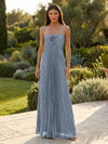 Chiffon A-Line Spaghetti Straps Pleated Formal Dresses