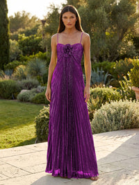 Chiffon A-Line Spaghetti Straps Pleated Formal Dresses