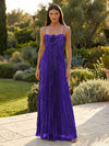 Chiffon A-Line Spaghetti Straps Pleated Formal Dresses