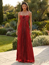 Chiffon A-Line Spaghetti Straps Pleated Formal Dresses