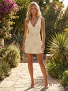 Deep V Neck Shift Homecoming Dresses with 3D Flowers