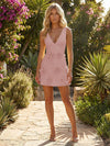 Deep V Neck Shift Homecoming Dresses with 3D Flowers