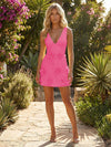 Deep V Neck Shift Homecoming Dresses with 3D Flowers