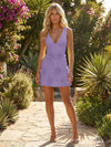 Deep V Neck Shift Homecoming Dresses with 3D Flowers