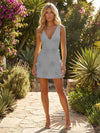 Deep V Neck Shift Homecoming Dresses with 3D Flowers