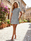 Jersey A-Line Crew Neck 3D Flowers Formal Dresses