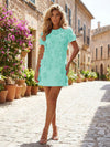 Jersey A-Line Crew Neck 3D Flowers Formal Dresses
