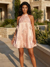 Mini Organza Halter Beaded Homecoming Dresses