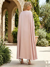 Satin A-Line Crew Neck Pleated Formal Dresses