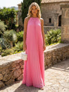 Chiffon A-Line Crew Neck Pleated Formal Dresses
