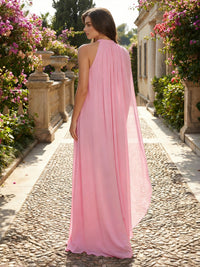 Chiffon A-Line Halter 3D Flowers Formal Dresses