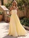Chiffon A-Line Strapless Pleated Formal Dresses