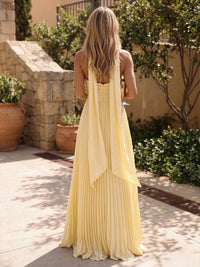 Chiffon A-Line Strapless Pleated Formal Dresses