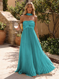 Chiffon A-Line Strapless Pleated Formal Dresses