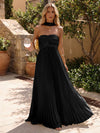 Chiffon A-Line Strapless Pleated Formal Dresses