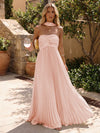 Chiffon A-Line Strapless Pleated Formal Dresses