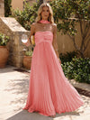 Chiffon A-Line Strapless Pleated Formal Dresses