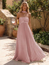 Chiffon A-Line Strapless Pleated Formal Dresses
