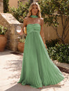 Chiffon A-Line Strapless Pleated Formal Dresses