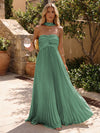 Chiffon A-Line Strapless Pleated Formal Dresses