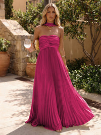 Chiffon A-Line Strapless Pleated Formal Dresses