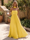 Chiffon A-Line Strapless Pleated Formal Dresses