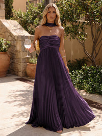 Chiffon A-Line Strapless Pleated Formal Dresses