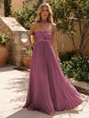 Chiffon A-Line Strapless Pleated Formal Dresses