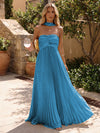 Chiffon A-Line Strapless Pleated Formal Dresses